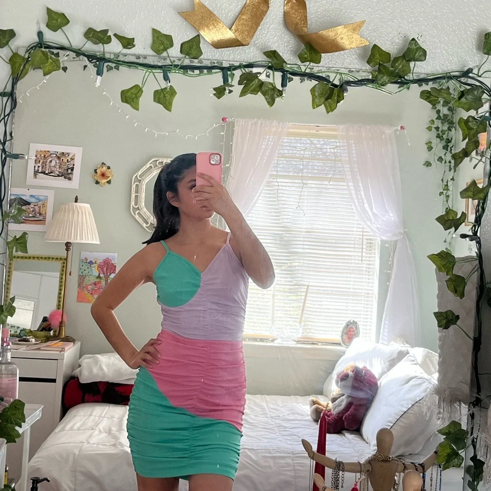 Colorblock Ruched Dress - Picture 6 of 7